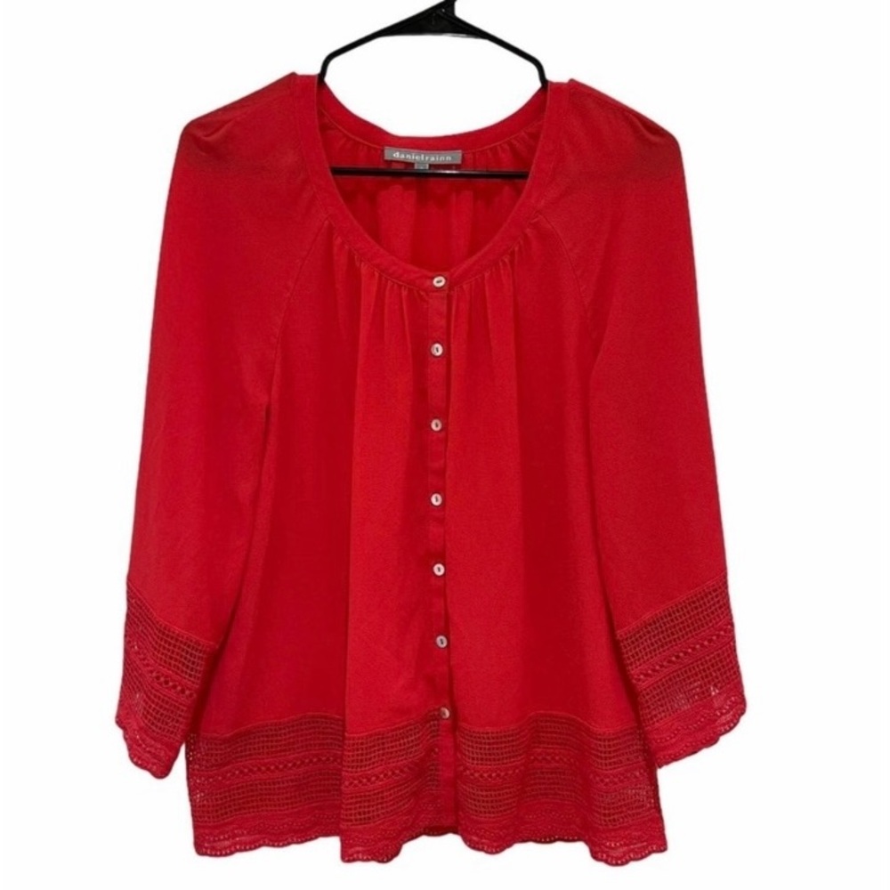 Daniel Rainn Button Down Red Blouse Medium - image 1